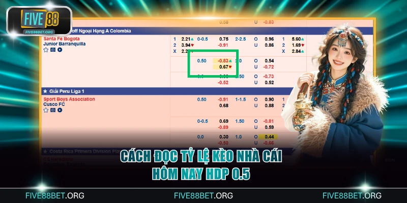 Cách đọc tỷ lệ kèo nhà cái hôm nay HDP 0.5